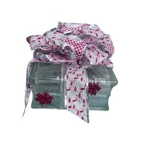 Decorative Holiday Glass Block with Lights Christmas Present Vintage